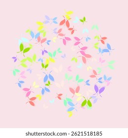 Graceful butterflies in line art style with abstract shapes.  pink butterfly hand drawn design vector
