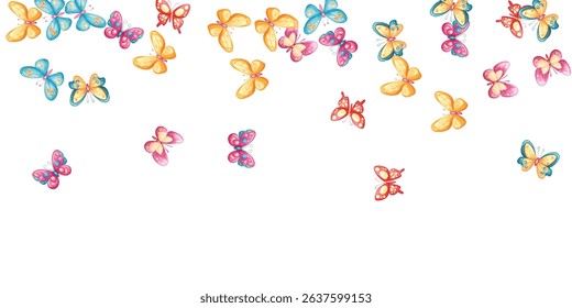 Graceful  butterflies in vibrant shades of red, pink, and purple dance across a clean white background. Perfect for elegant designs, nature-inspired projects, invitations, and artistic creations.