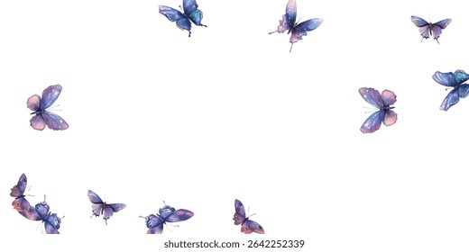 Graceful butterflies in vibrant shades of red, pink, and purple dance across a clean white background. Perfect for elegant designs, nature-inspired projects, invitations, and artistic creations.