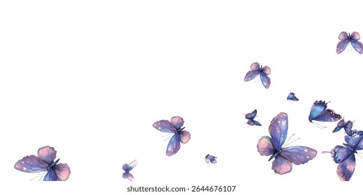 Graceful butterflies in vibrant shades of red, pink, and purple dance across a clean white background. Perfect for elegant designs, nature-inspired projects, invitations, and artistic creations.