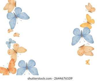 Graceful  butterflies in vibrant shades of red, pink, and purple dance across a clean white background. Perfect for elegant designs, nature-inspired projects, invitations, and artistic creations.