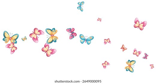 Graceful  butterflies in vibrant shades of red, pink, and purple dance across a clean white background. Perfect for elegant designs, nature-inspired projects, invitations, and artistic creations.
