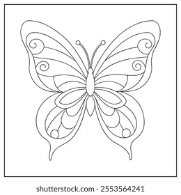 Graceful Butterfly Artwork with Detailed Symmetry and Intricate Wing Design