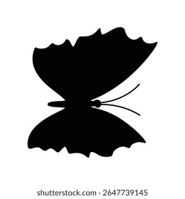Graceful Butterfly Silhouette, Black Insect Vector on White Background.
