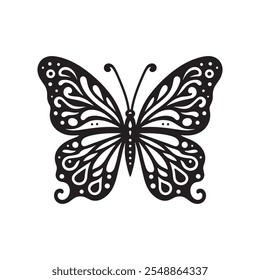 A graceful butterfly silhouette captured in vector art. A butterfly vector illustration isolated on a white background.