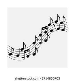 Una elegante cascada de notas musicales crea un visual artístico y expresivo.