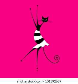 Graceful cat dancing, vector illustration for your design