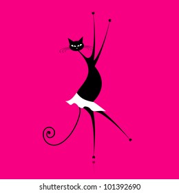 Graceful cat dancing, vector illustration for your design