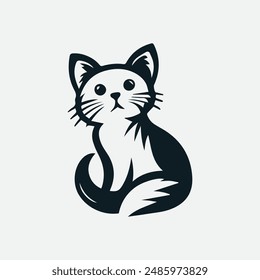 Graceful cat logo icon illustration, capturing elegance and independence. Ideal for pet care services, veterinary clinics, and feline-related brands. Vector design ensures scalability.