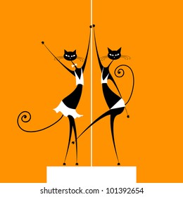 Graceful cats dancing, vector illustration for your design