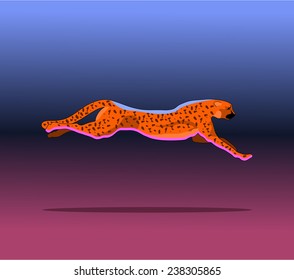graceful cheetah in the long jump at the gradient background