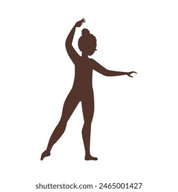 Graceful child ballerina silhouette in a poised dance stance, vector illustration for artistic themes.