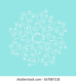Graceful circular blue pattern from paper curls