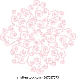 Graceful circular pink  pattern from paper curls
