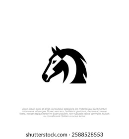 Graceful and commanding horse head logo, embodying strength, freedom, and elegance for a timeless brand identity