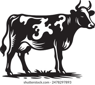 Graceful Cow Silhouette vector illustration