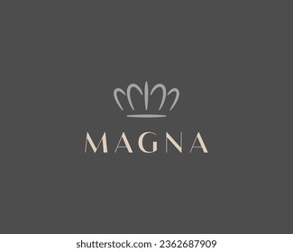 Graceful crown linear logo. Luxury boutique beauty salon jewelry sign. Queen king symbol. Vector illustration.