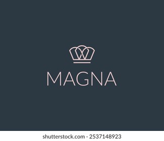 Graceful crown logo. Boutique salon spa premium logotype. Royal king linear vector sign.