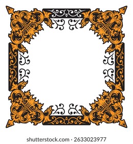 Graceful Crown Ornamental Frames with Gold Premium Geometric Motif Vector