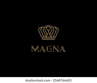 Graceful crown premium logo. Boutique salon spa premium line logotype. Royal king linear vector sign