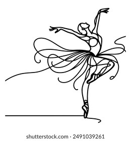 Graceful curves depict a ballerina's arms, reaching towards the sky in fluid movement.