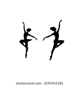 Graceful dancers Silhouettes in Mid-Air 