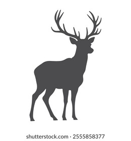A graceful deer silhouette with slender legs, a proud stance, and branching antlers, symbolizing elegance, wilderness, and strength.