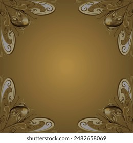 Elegante y delicada ornamentación en estilo Rococó. Patrones en colores amarillo, beige y marrón. Sin fisuras en estilo barroco. boceto de Vector. Hermoso patrón para textil, scrapbooking. Estilo clásico.
