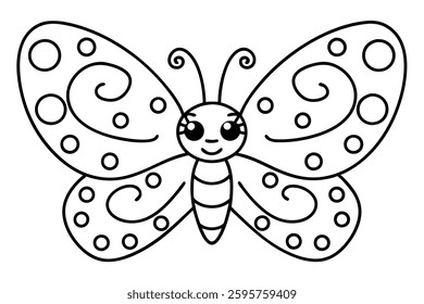 Graceful and Delightful Butterfly Coloring Page with Intricate Wing Patterns in Mid-Flight