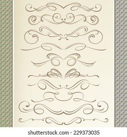 Graceful Dividers and Vignettes in Calligraphic Style with Vintage Background