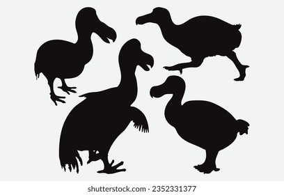 Graceful Dodo Silhouettes, A Collection of Artistic and Majestic Dodo Bird Outline Designs for Creative Projects