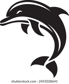 Graceful Dolphin Silhouette black vector illustration.