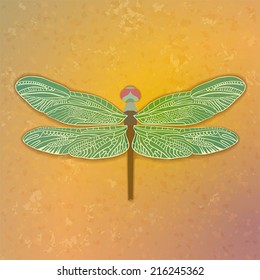 Graceful dragonfly. Abstract background.