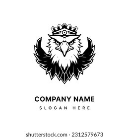 Graceful eagle logo design illustration symbolizing elegance and precision. Suitable for luxury, fashion, and wildlife conservation brands. Timeless and sophisticated.