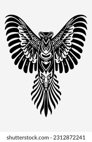 Graceful eagle logo design illustration symbolizing elegance and precision. Suitable for luxury, fashion, and wildlife conservation brands. Timeless and sophisticated.