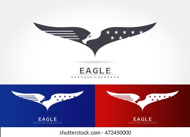 Graceful eagle silhouette logo on white background Vector illustration