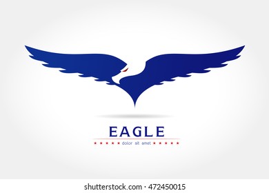 Graceful eagle silhouette logo on white background Vector illustration