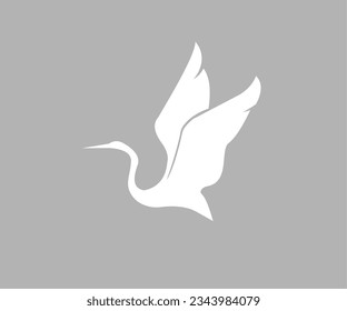 Graceful Elegance Takes Flight: Vector Flying Swan Logo in White