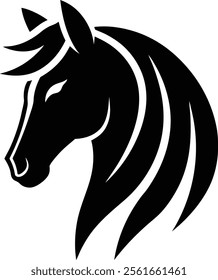 Graceful Equine Elegance Black Vector Illustrations Horse Head Silhouette