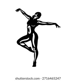 Bela dançarina feminina fazendo pose de balé. Mulher elegante expressando a arte através do movimento. Dinâmica e figura de dança expressiva.
