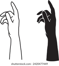 Graceful female hand gesture line art and silhouette