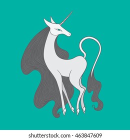 Graceful female unicorn illustration.