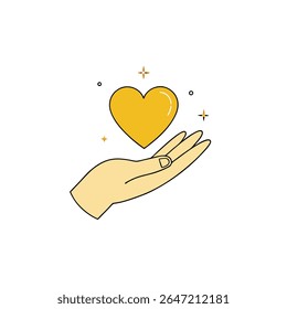 a graceful feminine hand offering a shining