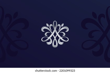 Graceful floral monogram design template. Elegant swirl logo design. Template letter A with V vector illustration