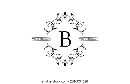 Graceful floral monogram for postcards, invitations, menus, labels. Graphic design of a page, business sign, boutique, cafe, hotel. Elegant logo with the letter B.