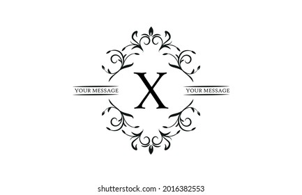 Graceful floral monogram for postcards, invitations, menus, labels. Graphic design of a page, business sign, boutique, cafe, hotel. Elegant logo with the letter X.