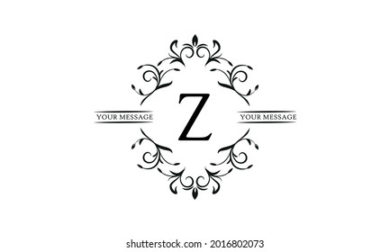 Graceful floral monogram for postcards, invitations, menus, labels. Graphic design of a page, business sign, boutique, cafe, hotel. Elegant logo with the letter Z.