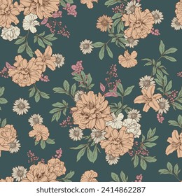 
graceful floral seamless pattern with bouquet