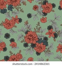 
graceful floral seamless pattern with bouquet