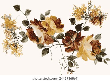 Graceful flowers, the leaves and flowers art design